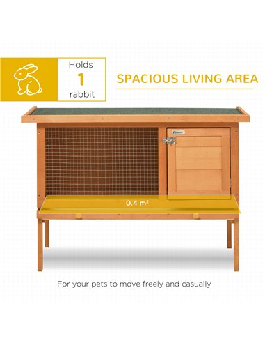 PawHut Rabbit Hutch Outdoor Guinea Pig Hutch Bunny Cage Shelter Outdoor, 90 x 45 x 65cm