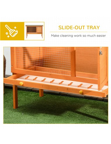 PawHut Rabbit Hutch Outdoor Guinea Pig Hutch Bunny Cage Shelter Outdoor, 90 x 45 x 65cm