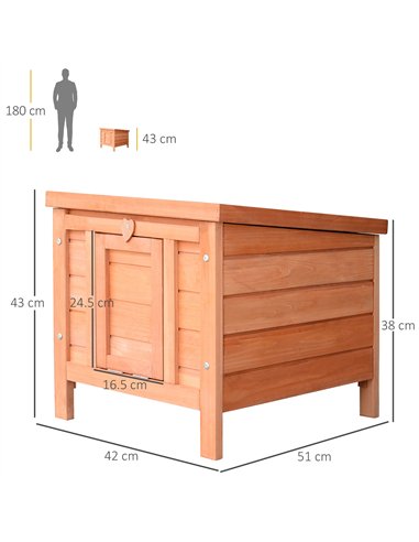 PawHut Wooden Rabbit Hutch Outdoor, Guinea Pig Hutch, Rabbit Hideaway, Cat House, Bunny Cage Small Animal House 51 x 42 x 43 cm,