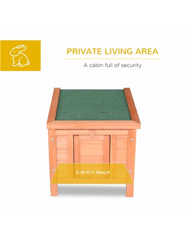 PawHut Wooden Rabbit Hutch Outdoor, Guinea Pig Hutch, Rabbit Hideaway, Cat House, Bunny Cage Small Animal House 51 x 42 x 43 cm,