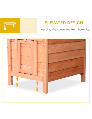 PawHut Wooden Rabbit Hutch Outdoor, Guinea Pig Hutch, Rabbit Hideaway, Cat House, Bunny Cage Small Animal House 51 x 42 x 43 cm,