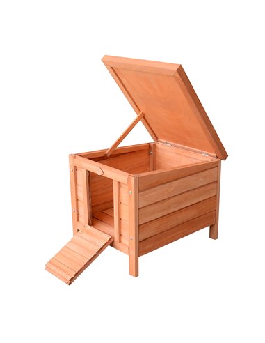 PawHut Wooden Rabbit Hutch Outdoor, Guinea Pig Hutch, Rabbit Hideaway, Cat House, Bunny Cage Small Animal House 51 x 42 x 43 cm,