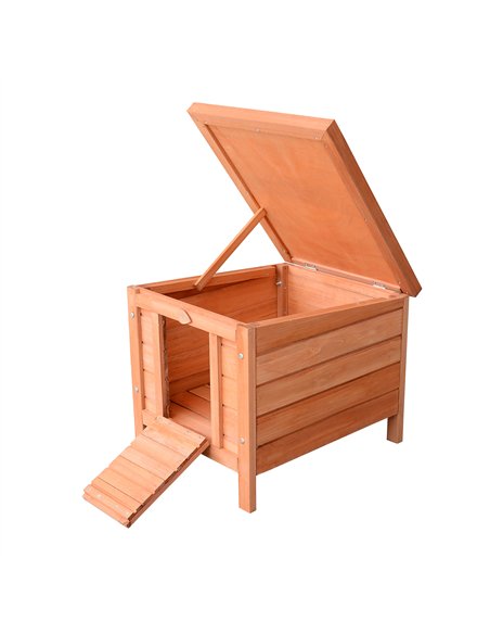 PawHut Wooden Rabbit Hutch Outdoor, Guinea Pig Hutch, Rabbit Hideaway, Cat House, Bunny Cage Small Animal House 51 x 42 x 43 cm, - pic 149238 | FastDaddyshop