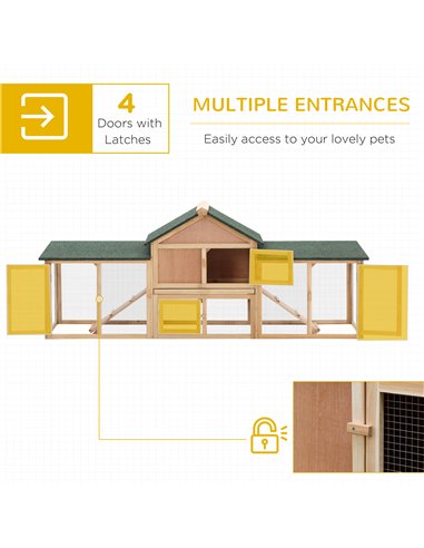 PawHut Large Rabbit Hutch Outdoor Wooden Guinea Pig Hutch with Run, 2 Storey Bunny House 210 x 45.5 x 84.5 cm