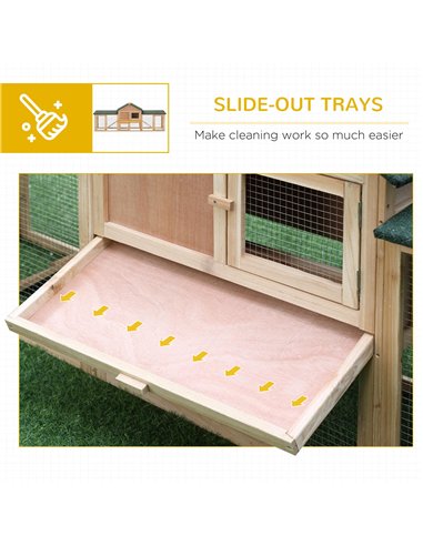 PawHut Large Rabbit Hutch Outdoor Wooden Guinea Pig Hutch with Run, 2 Storey Bunny House 210 x 45.5 x 84.5 cm