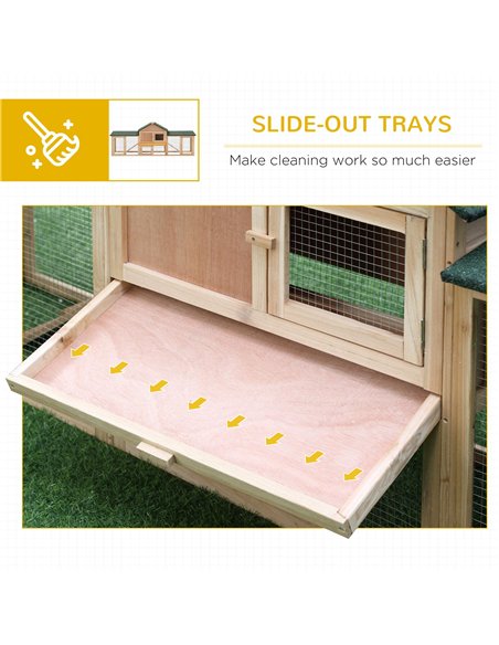 PawHut Large Rabbit Hutch Outdoor Wooden Guinea Pig Hutch with Run, 2 Storey Bunny House 210 x 45.5 x 84.5 cm - pic 149245 | FastDaddyshop