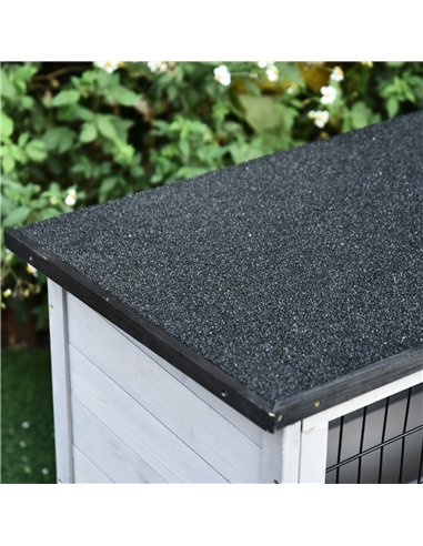 PawHut 2-Tier Wooden Rabbit Hutch Guinea Pig House Bunny Cage Backyard w/ Openable Roof Small Animal House for Outdoor Grey, 108