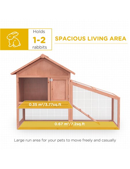 PawHut 2 Tier Rabbit Hutch Outdoor, Guinea Pig Hutch, Solid Wood Bunny House, Water Resistant Asphalt Roof Ramp Sliding tray 144 - pic 149261 | FastDaddyshop