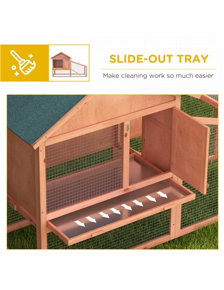 PawHut 2 Tier Rabbit Hutch Outdoor, Guinea Pig Hutch, Solid Wood Bunny House, Water Resistant Asphalt Roof Ramp Sliding tray 144 - pic 149263 | FastDaddyshop