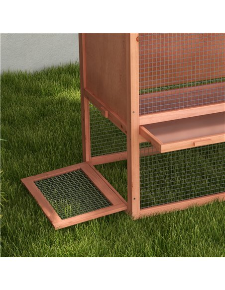 PawHut 2 Tier Rabbit Hutch Outdoor, Guinea Pig Hutch, Solid Wood Bunny House, Water Resistant Asphalt Roof Ramp Sliding tray 144 - pic 149265 | FastDaddyshop