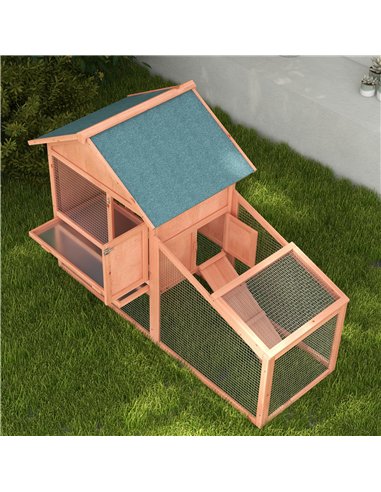 PawHut 2 Tier Rabbit Hutch Outdoor, Guinea Pig Hutch, Solid Wood Bunny House, Water Resistant Asphalt Roof Ramp Sliding tray 144