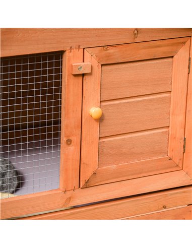 PawHut Large Rabbit Hutch Outdoor, Guinea Pig Hutch, Wooden Small Animal House, with Rabbit Run, 215 x 63 x 97 cm