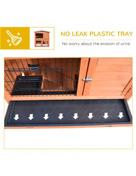 PawHut Rabbit Hutch Outdoor Guinea Pig Hutch 2-Tier Bunny Cage with No-Leak Tray 100.5 x 55 x 101 cm - pic 149308 | FastDaddyshop