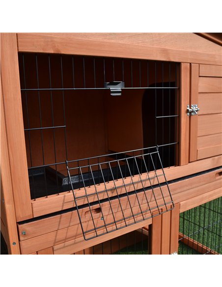 PawHut Rabbit Hutch Outdoor Guinea Pig Hutch 2-Tier Bunny Cage with No-Leak Tray 100.5 x 55 x 101 cm - pic 149310 | FastDaddyshop