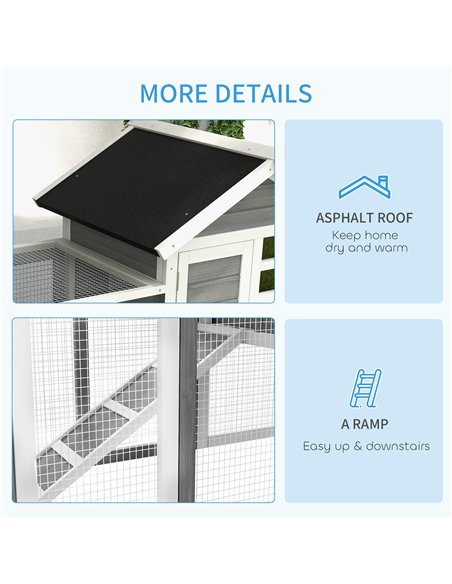 PawHut Rabbit Hutch Outdoor Wooden Guinea Pig Hutch Rabbit Run Bunny Cage Small Animal House Pull-Out Tray, Grey, 122 x 62.6 x 9 - pic 149327 | FastDaddyshop