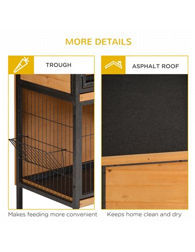 PawHut Rabbit Hutch Outdoor Guinea Pig Hutch Bunny Cage Metal Frame with  No-Leak Tray Openable Roof Light Yellow 122 x 50 x 101