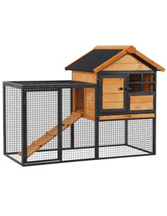 PawHut Rabbit Hutch Guinea Pig Hutch Wood-metal Elevated Guinea Pig House Pet Bunny Cage for Outdoor 122 x 63 x 92cm Light Yello