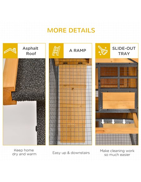 PawHut Rabbit Hutch Guinea Pig Hutch Wood-metal Elevated Guinea Pig House Pet Bunny Cage for Outdoor 122 x 63 x 92cm Light Yello - pic 149345 | FastDaddyshop