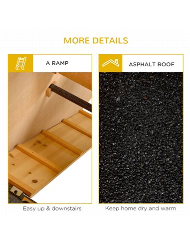 PawHut Guinea Pig Hutch Rabbit Hutch Wood-metal Elevated Pet House Bunny Cage with No-Leak Tray Ramp Openable Roof Outdoor 89.5 