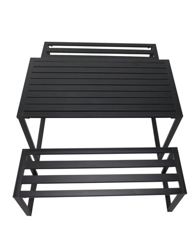 Outsunny 3Pcs Outdoor Dining Set Metal Beer Table Bench Patio Garden Yard Black
