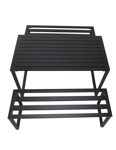 Outsunny 3Pcs Outdoor Dining Set Metal Beer Table Bench Patio Garden Yard Black - pic 14936 | FastDaddyshop