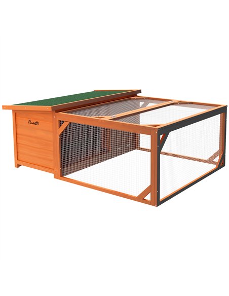 PawHut Rabbit Hutch Outdoor Guinea Pig Hutch with Run Small Animal Off-ground Duck House Hideaway Backyard with Openable Roof 12 - pic 149366 | FastDaddyshop