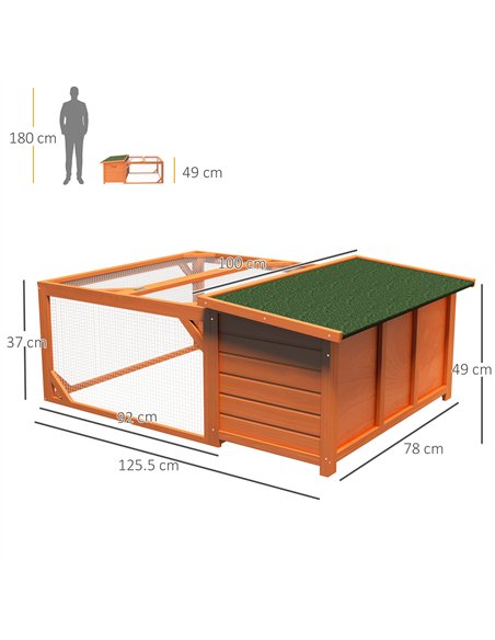 PawHut Rabbit Hutch Outdoor Guinea Pig Hutch with Run Small Animal Off-ground Duck House Hideaway Backyard with Openable Roof 12 - pic 149368 | FastDaddyshop