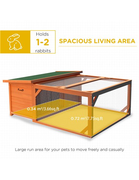 PawHut Rabbit Hutch Outdoor Guinea Pig Hutch with Run Small Animal Off-ground Duck House Hideaway Backyard with Openable Roof 12 - pic 149369 | FastDaddyshop