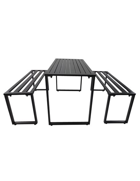 Outsunny 3Pcs Outdoor Dining Set Metal Beer Table Bench Patio Garden Yard Black - pic 14937 | FastDaddyshop
