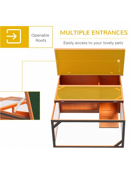 PawHut Rabbit Hutch Outdoor Guinea Pig Hutch with Run Small Animal Off-ground Duck House Hideaway Backyard with Openable Roof 12 - pic 149370 | FastDaddyshop