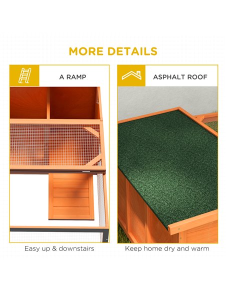 PawHut Rabbit Hutch Outdoor Guinea Pig Hutch with Run Small Animal Off-ground Duck House Hideaway Backyard with Openable Roof 12 - pic 149371 | FastDaddyshop