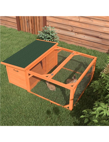 PawHut Rabbit Hutch Outdoor Guinea Pig Hutch with Run Small Animal Off-ground Duck House Hideaway Backyard with Openable Roof 12 - pic 149372 | FastDaddyshop