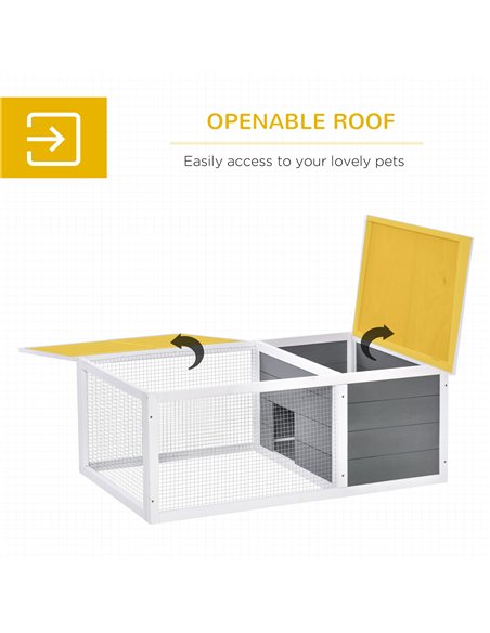 PawHut Rabbit Hutch Guinea Pig Hutch Wooden Small Animal Cage Rabbit Run Duck House with Openable Roof for Indoor Outdoor 115 x  - pic 149379 | FastDaddyshop