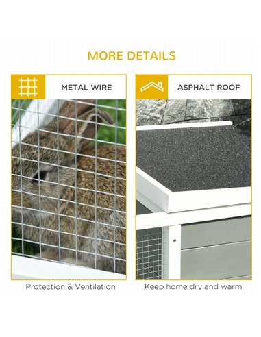 PawHut Rabbit Hutch Guinea Pig Hutch Wooden Small Animal Cage Rabbit Run Duck House with Openable Roof for Indoor Outdoor 115 x 