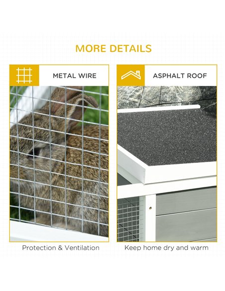 PawHut Rabbit Hutch Guinea Pig Hutch Wooden Small Animal Cage Rabbit Run Duck House with Openable Roof for Indoor Outdoor 115 x  - pic 149380 | FastDaddyshop
