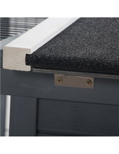 PawHut Rabbit Hutch Outdoor, Guinea Pig House, Bunny Run Cage with Openable Top for 1-2 Rabbits, 123 x 120 x 52cm, Grey
