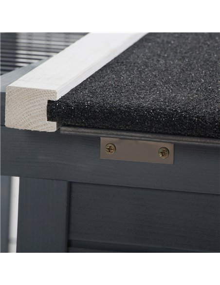 PawHut Rabbit Hutch Outdoor, Guinea Pig House, Bunny Run Cage with Openable Top for 1-2 Rabbits, 123 x 120 x 52cm, Grey - pic 149392 | FastDaddyshop