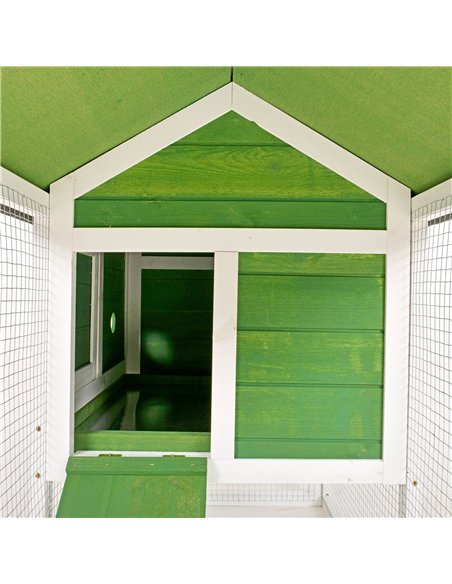 PawHut Wooden Rabbit Hutch and Run with Sliding Tray, Ramp, Water-resistant Roof, for 2-4 Rabbits, Green - pic 149401 | FastDaddyshop