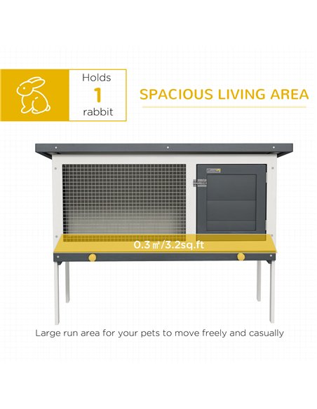 PawHut Wooden Rabbit Hutch Guinea Pig Hutch Bunny Cage Small Animal Habitat Openable Asphalt Roof for Outdoor Use 90 x 45 x 65 c - pic 149414 | FastDaddyshop