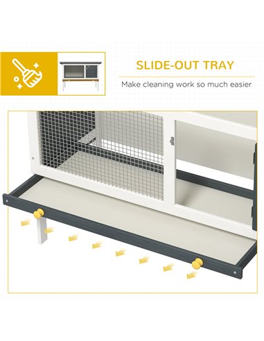 PawHut Wooden Rabbit Hutch Guinea Pig Hutch Bunny Cage Small Animal Habitat Openable Asphalt Roof for Outdoor Use 90 x 45 x 65 c