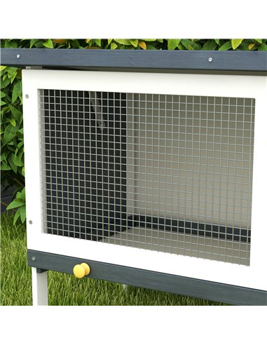 PawHut Wooden Rabbit Hutch Guinea Pig Hutch Bunny Cage Small Animal Habitat Openable Asphalt Roof for Outdoor Use 90 x 45 x 65 c