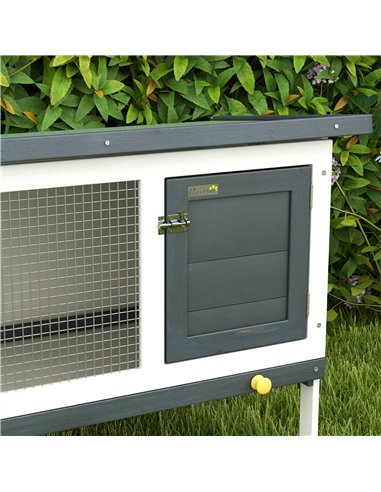 PawHut Wooden Rabbit Hutch Guinea Pig Hutch Bunny Cage Small Animal Habitat Openable Asphalt Roof for Outdoor Use 90 x 45 x 65 c