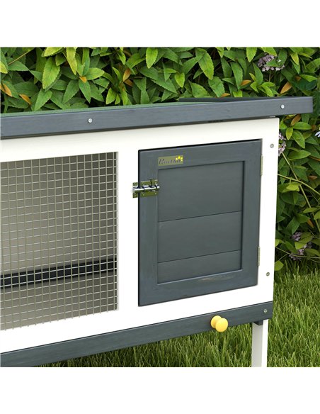 PawHut Wooden Rabbit Hutch Guinea Pig Hutch Bunny Cage Small Animal Habitat Openable Asphalt Roof for Outdoor Use 90 x 45 x 65 c - pic 149419 | FastDaddyshop