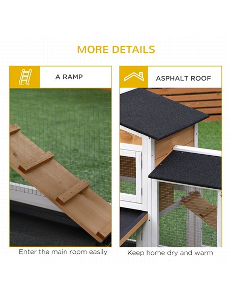 PawHut Rabbit Hutch Guinea Pig Hutch Wooden House with Run, 2 Tier Pet Cage Outdoor with No-leak Plastic Trays, 157.4 x 53 x 93. - pic 149426 | FastDaddyshop