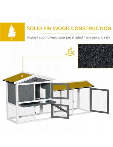 PawHut Rabbit Hutch Outdoor, 2-Tier Guinea Pig Hutch, Wooden Small Animal House with Rabbit Run Box, Slide-out Tray, Ramp, 175.8 - pic 149444 | FastDaddyshop