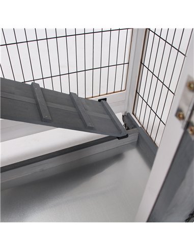 PawHut Small Animals 2-TierFir Wood Guinea Pigs Hutches Indoor Hutch Grey