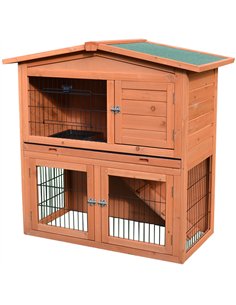PawHut 2 Tier Rabbit Hutch Guinea Pig Hutch Ferret Cage with Ramp Slide Out Tray for Indoor Outdoor 100.5 x 55 x 101 cm