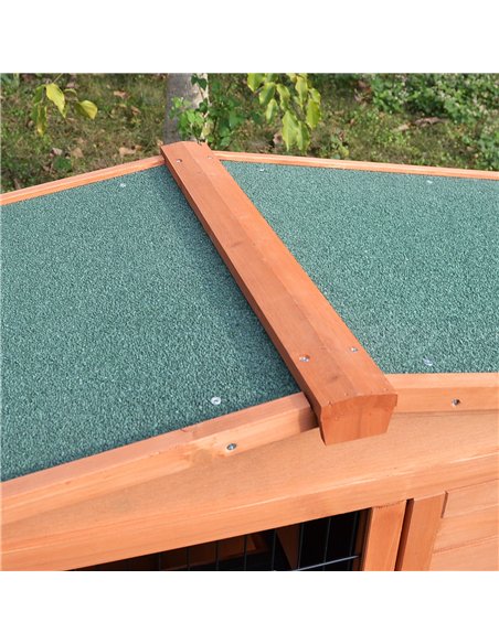 PawHut 2 Tier Rabbit Hutch Guinea Pig Hutch Ferret Cage with Ramp Slide Out Tray for Indoor Outdoor 100.5 x 55 x 101 cm - pic 149486 | FastDaddyshop