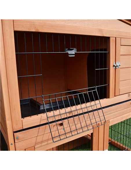 PawHut 2 Tier Rabbit Hutch Guinea Pig Hutch Ferret Cage with Ramp Slide Out Tray for Indoor Outdoor 100.5 x 55 x 101 cm - pic 149487 | FastDaddyshop