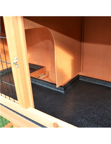 PawHut 2 Tier Rabbit Hutch Guinea Pig Hutch Ferret Cage with Ramp Slide Out Tray for Indoor Outdoor 100.5 x 55 x 101 cm